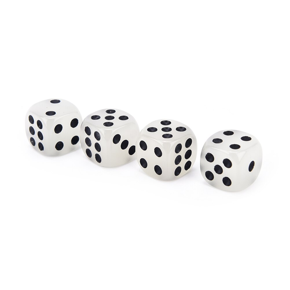 4 Pcs Filet Zwarte Pips Lichtgevende Dobbelstenen 6 Side Voor Bordspel Night Bar Ktv 14 Mm
