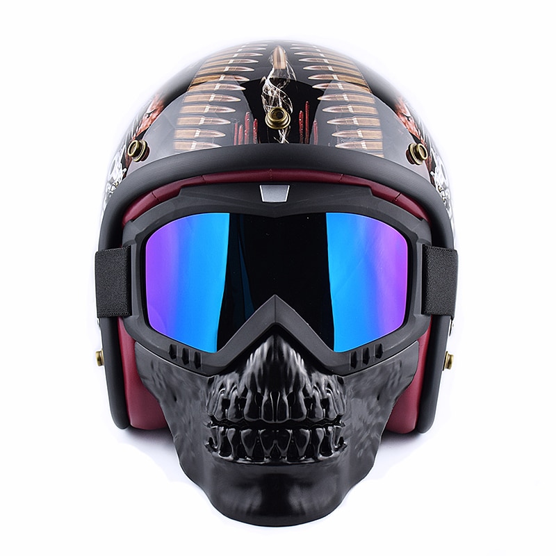Vintage Motorfiets Shark Helm Bril Motocross Helm Bril Schedel Stijl Retro Winddicht Fit Open Gezicht Helmen Goggles Masker