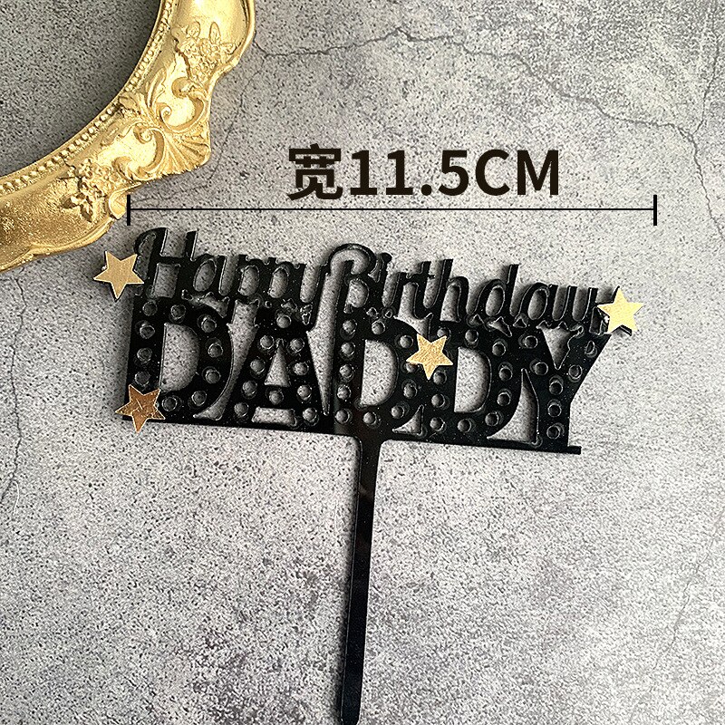 Acrylic Happy Birthday Cake Topper Double Layer Bow Star Mom and Dad Happy Birthday Baking Cake Decoration Party Favors