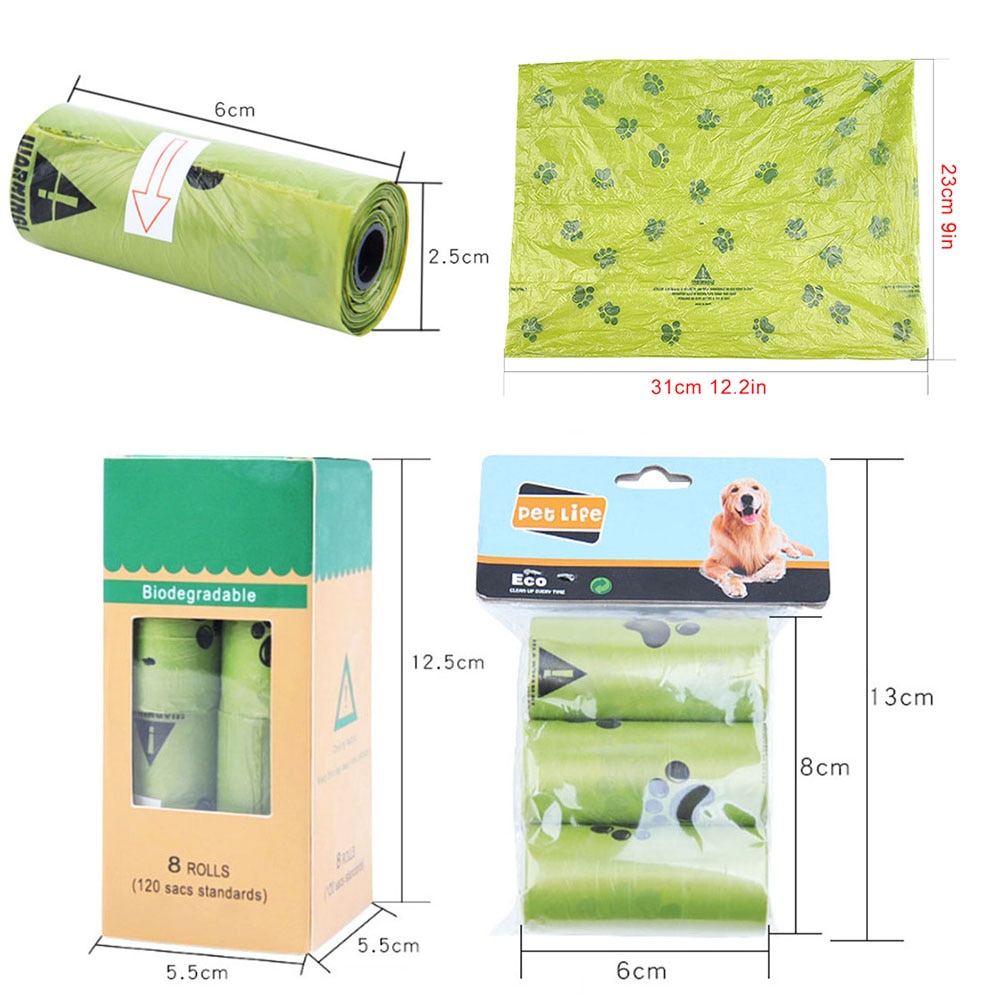 3/8 Rolls Dog Poop Bags Biodegradable Compostable Eco Friendly Dog Waste Bag Outdoor Pet Cat Degradation Disposable Garbage Bag