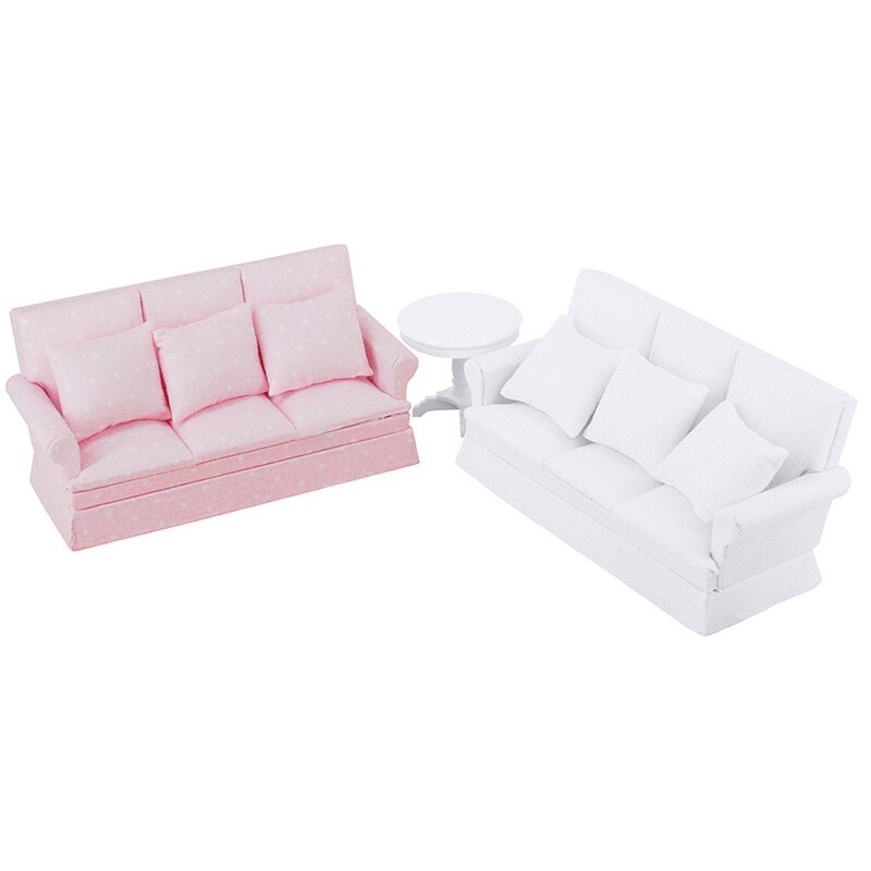 1/12 Scale Dollhouse Sofa with Back Cushion Mini Sofa Chair Furniture Model Toys for Doll House Decoration Accessories