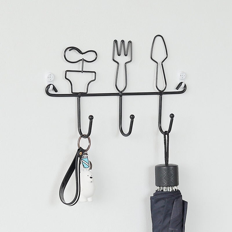 Nordic Ins Smeedijzeren Opslag Rack Sleutelhouder Muur Haken Home Decoratie Accessoires Cartoon Bestek Haken Kamer Organizer