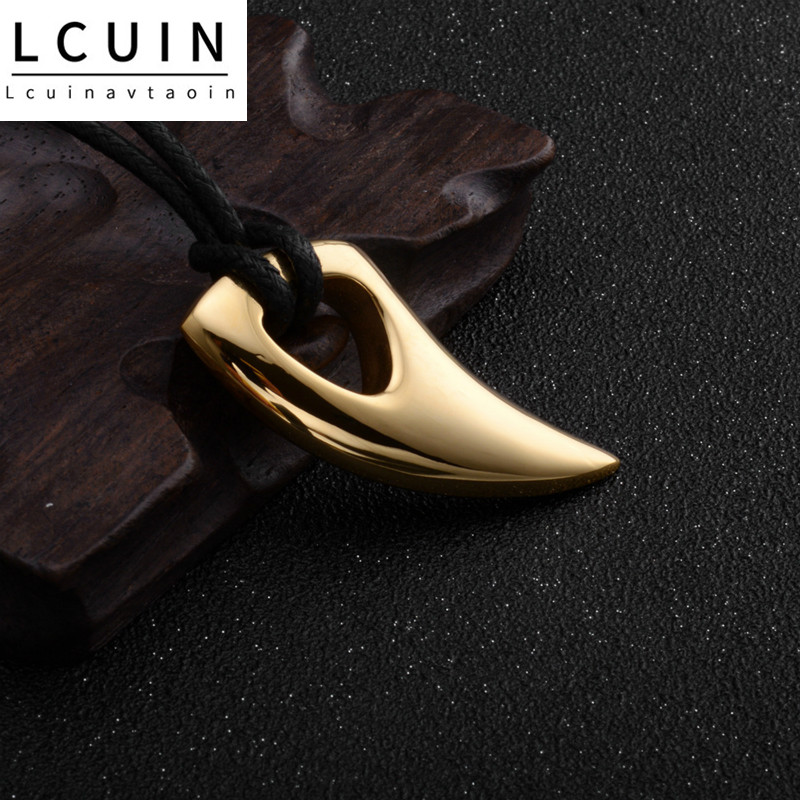 Wolf Tooth Men Necklace - National Wind Titanium Steel Wolf Head Pendant Necklace With Leather Rope Jewelry Colar Choker