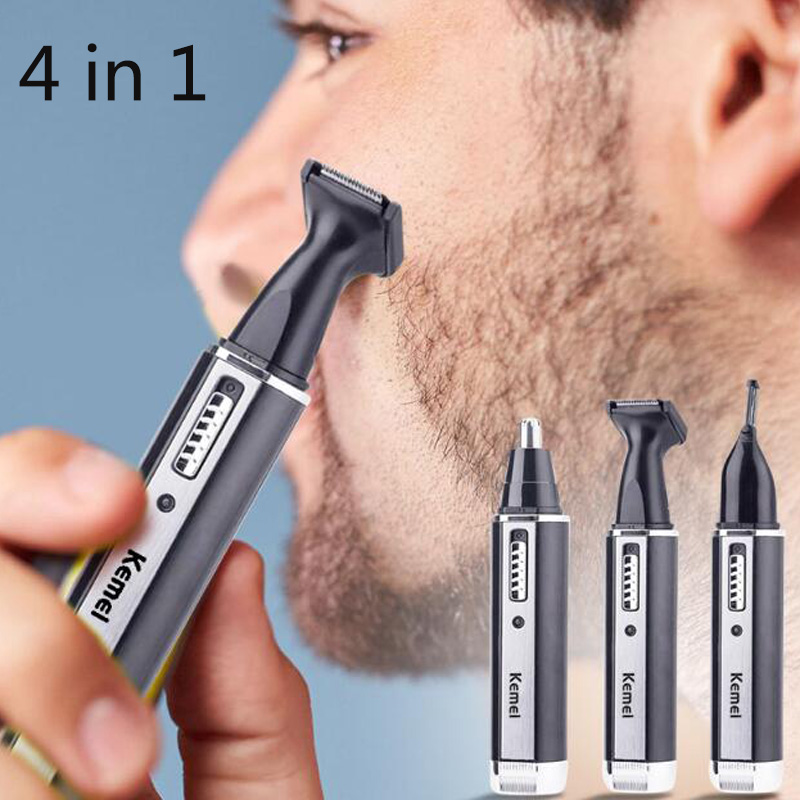 4 in-in -1 oplaadbare neus- en oortrimmer voor mannen, oor- en gezichtsontharing, wenkbrauwtrimmer, veilige, langdurige gezichtsverzorgingsset 4 in