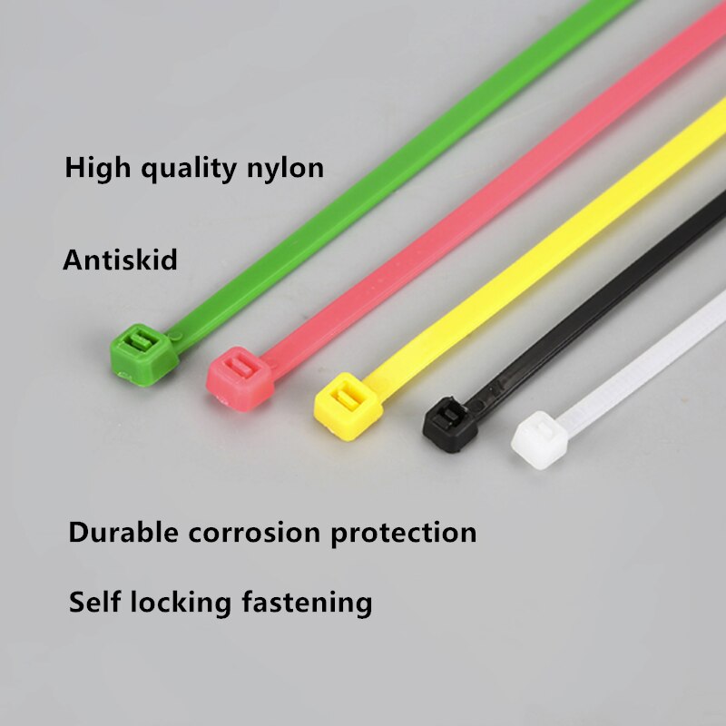 100 stücke von selbst-Verriegelung kunststoff Nylon krawatten 3*60-5*300 multi spezifikation zug krawatten, nicht leicht zu brechen kabel reißverschlüsse