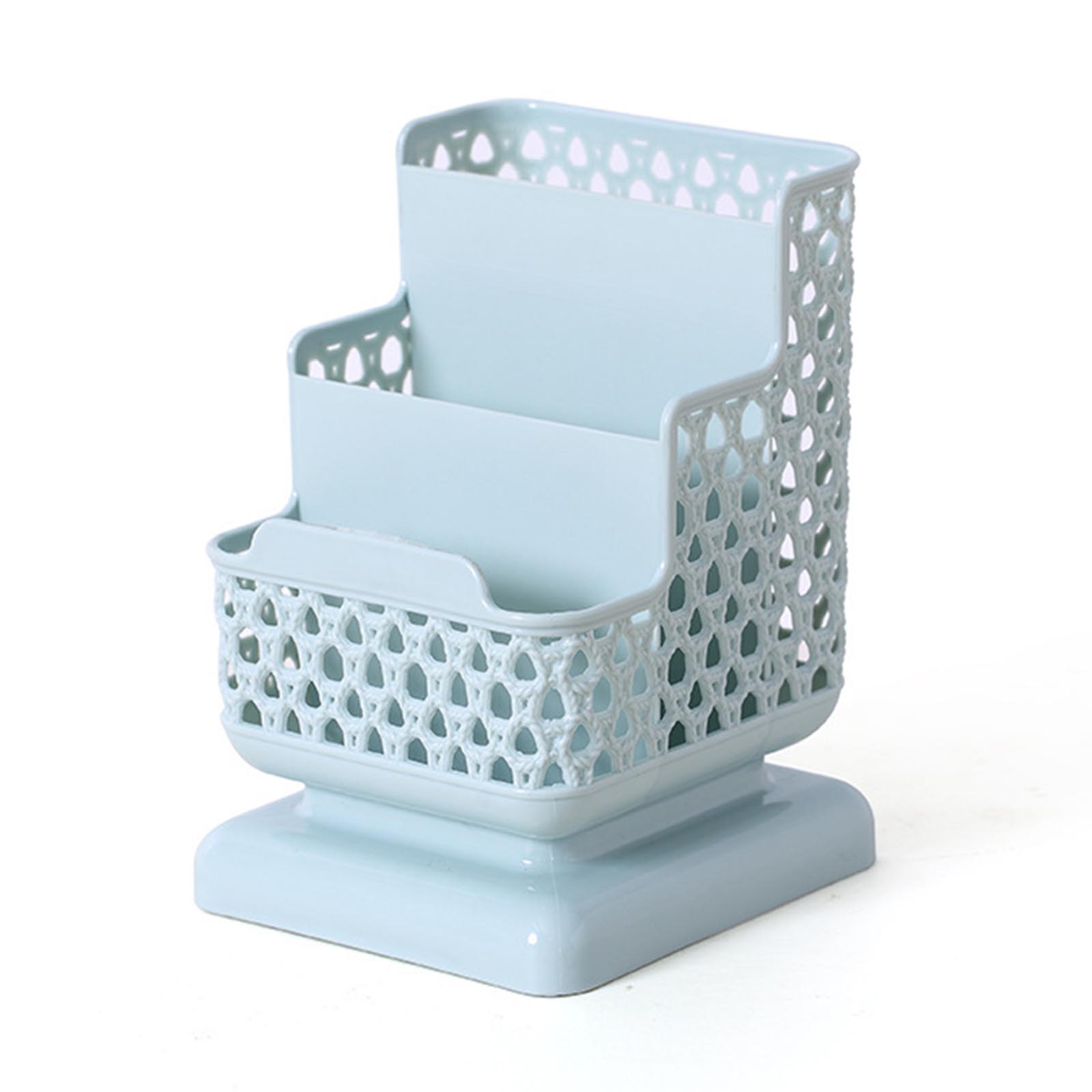 Organiseur de bureau en plastique pour stylos, boîte de rangement pour stylos, brosses, crayons, pots, brosses de maquillage: Bleu