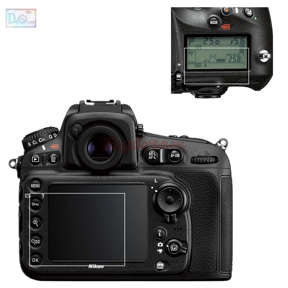 Zelfklevende Gehard Glas Lcd + Film Schouder Top Info Screen Protector Cover Voor Nikon D800 D800E D810 D810A camera