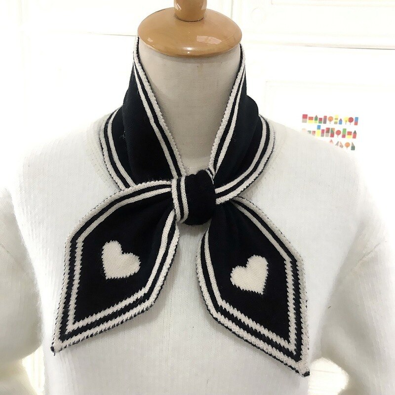 Forår strik uld kvinde tørklæde kærlig hjerte ren farve halstørklæde bufanda mujer hår tørklæde 95-9.5cm dame tørklæder hovedbeklædning