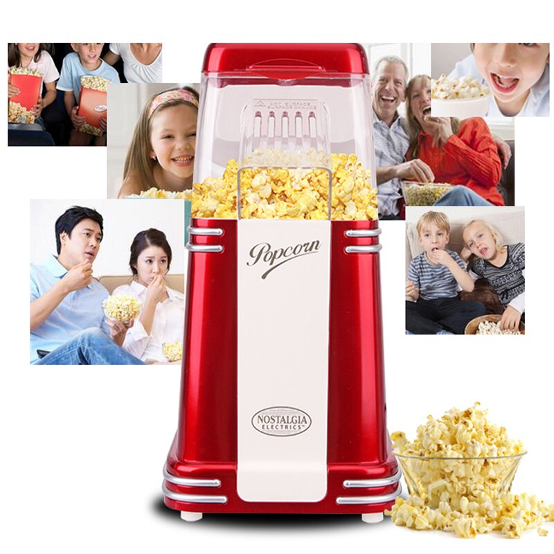 220-240v 1100w macchina per popcorn classica macchina per popcorn doppia vintage americana macchina per popcorn ad aria per uso domestico 1pc