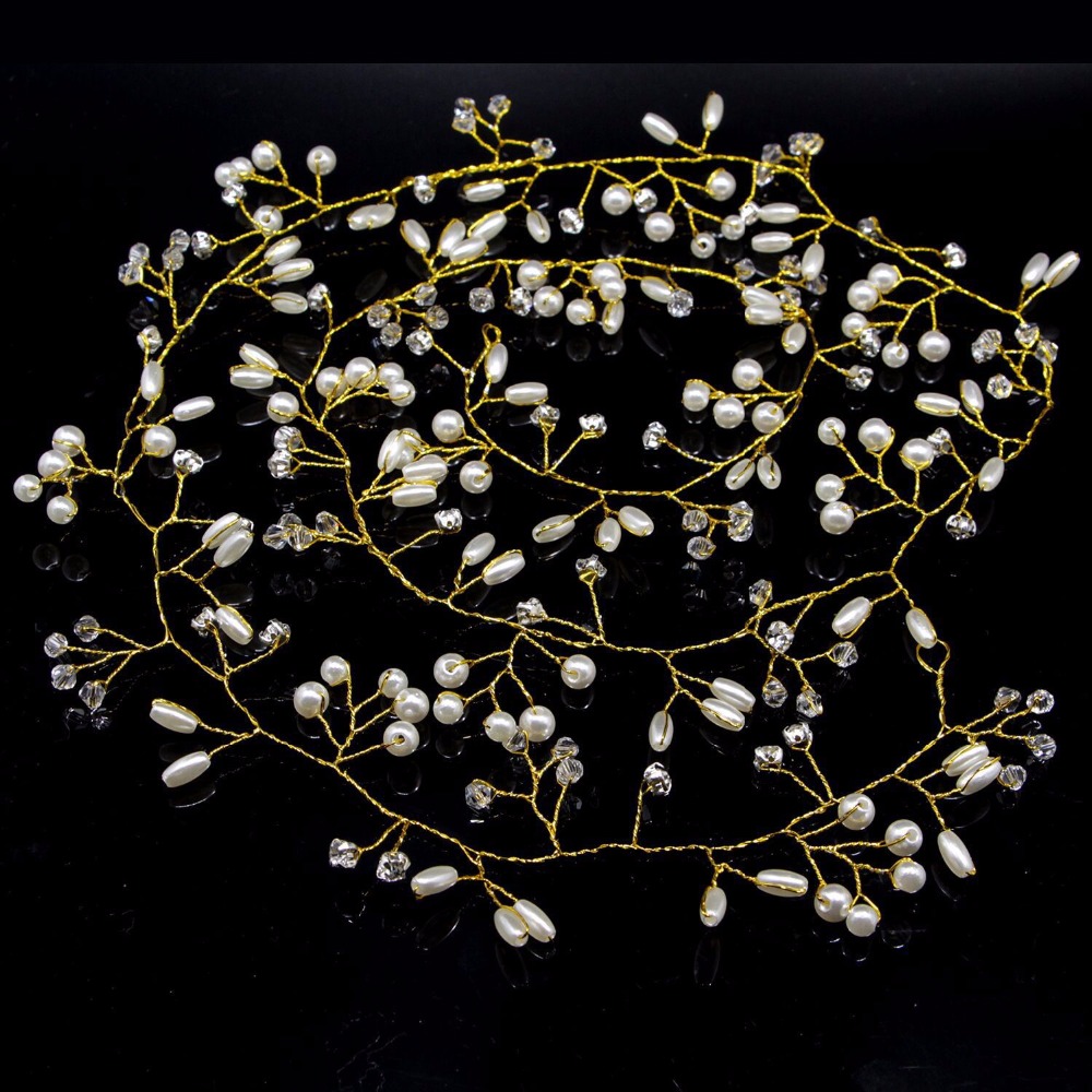Flor De la boda Tiara De enredadera Novia Cadena De cabeza De Novia adornos para el pelo para Novia boda accesorios De joyas para el pelo, Tiara De Novia De 50cm