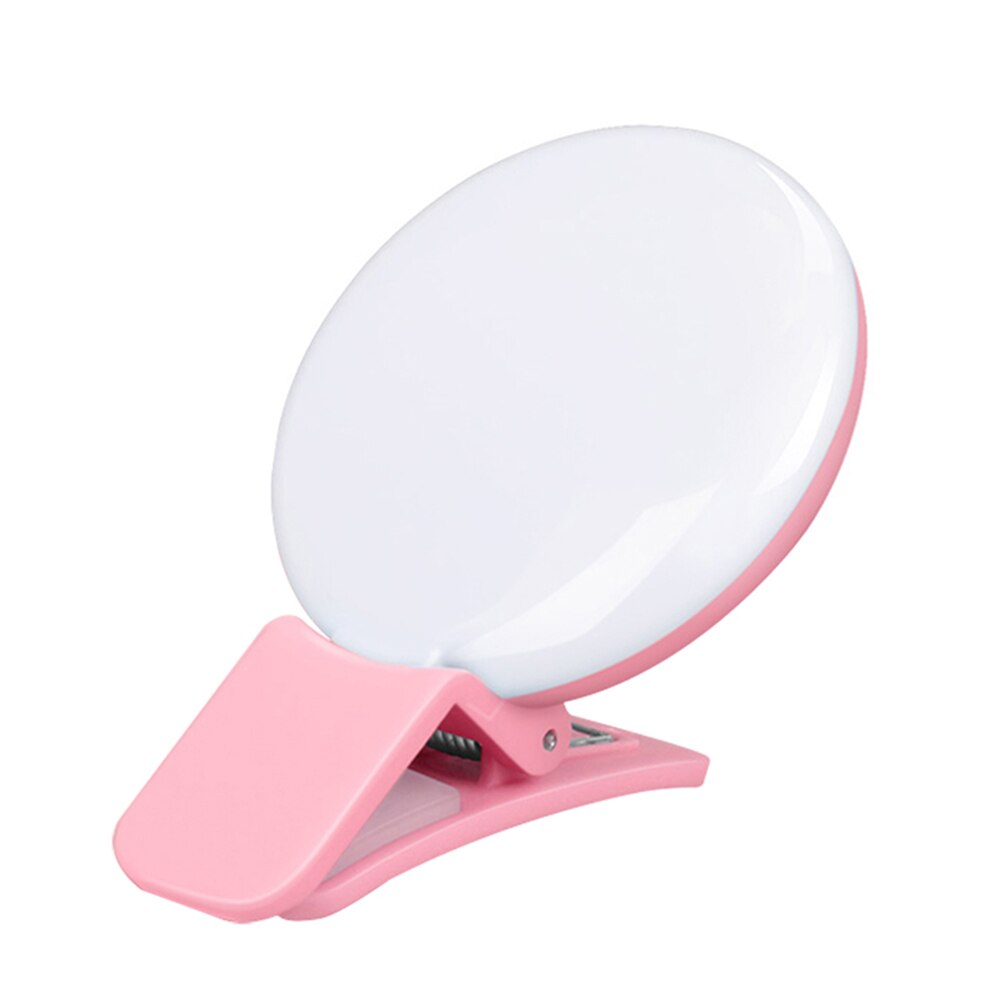 Selfie Led Ring Licht Oplaadbare Draagbare Clip Vullen Licht Voor Telefoon Tablet Video H-Best: Roze