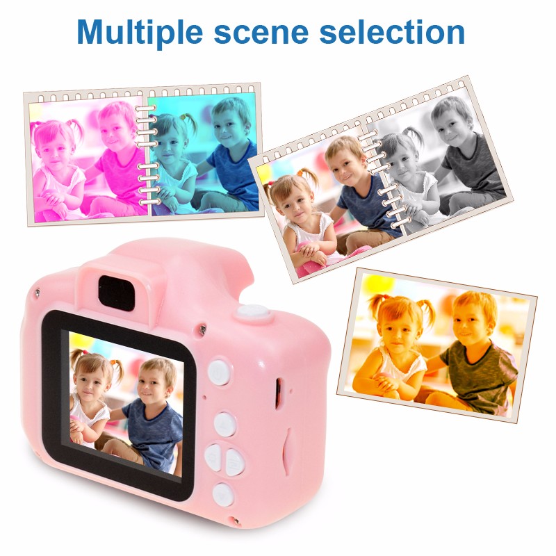 Mini appareil photo style dessin animé pour enfant, caméra numérique, jouet de 2 pouces écran HD, enregistreur et vidéo, petit caméscope joli pour petite fille