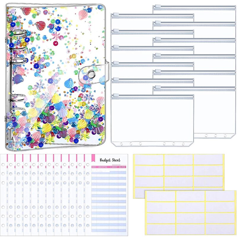 27 Stuks 6 Ringband A6 Planner Notebook Met 12 Stuks Binder Rits Zakken En Budget Lakens Voor Persoonlijke budget Planner: Shell