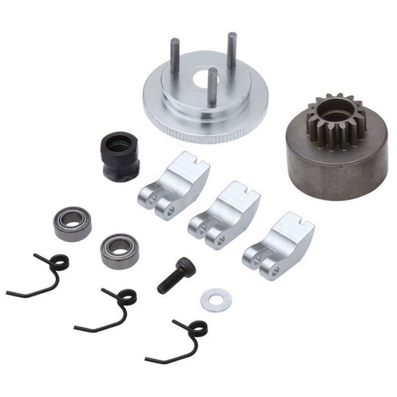 Rc clutch bell 14t gear leje clutch sko fjedre kegle & motor møtrik svinghjul forsamling til 1/8 rc model nitro bil hpi hsp traxxa: Default Title