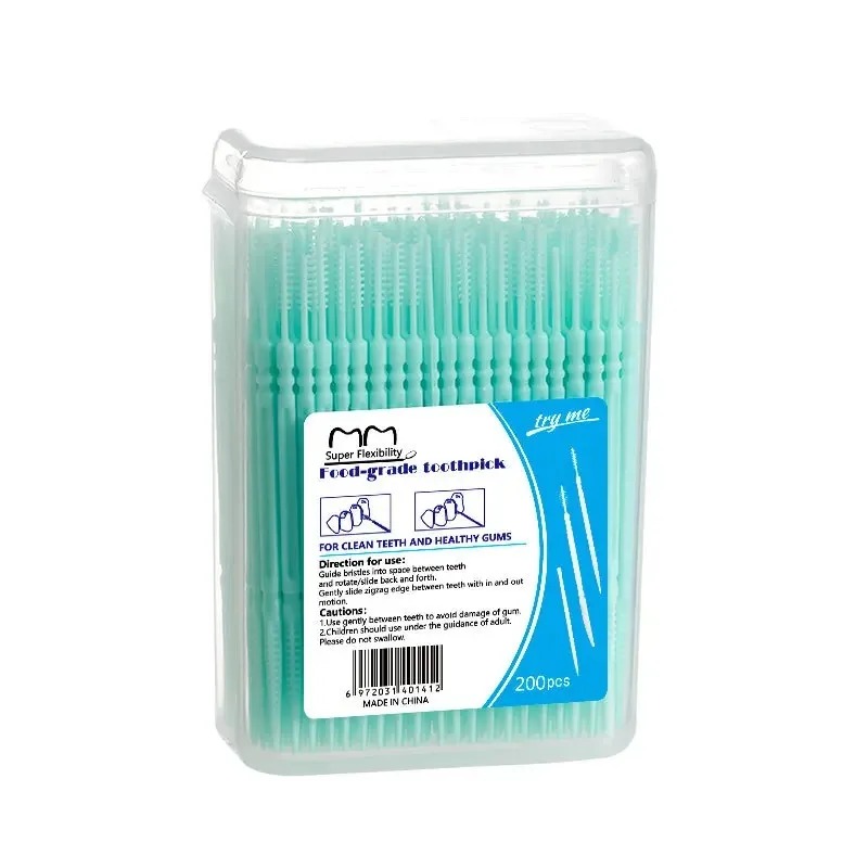 Toothpick Brush 100/200PCs Boxed Plastic Toothpick Disposable Household Interdental Brush Teeth Picking Dental Floss: WHITE