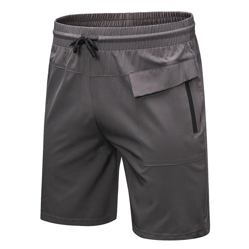 Men Gym Shorts Running Shorts Breathable Quick Dry Fitness Zipper Pockets Training Fitness Compression Sports Jogging Short Pant: Gray / L