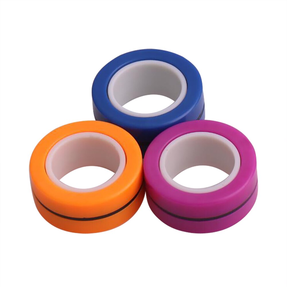 3PCS Anti-Stress Magnetic Magic Rings Unzip Toys For Magician Trick Props Decompression Magic Trick Small Ornaments: Orange Blue Purple