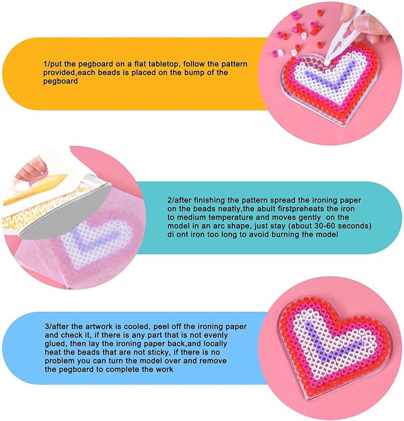 2400Pcs Fuse Beads Kit 5mm Iron Beads Set with 4 Pegboards 4 Pattern Card 2 Ironing Paper 1 Tweezer Box for Kids Children