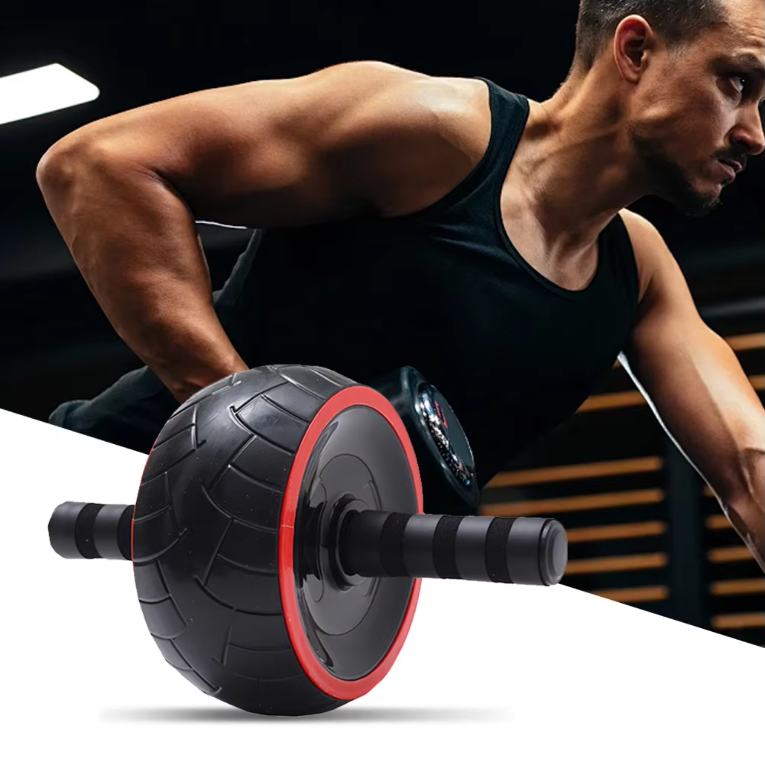 Roue abdominale à rouleau Ab, entraîneur de muscles abdominaux à roue unique, équipement d'entraînement Ab antidérapant, entraînement central