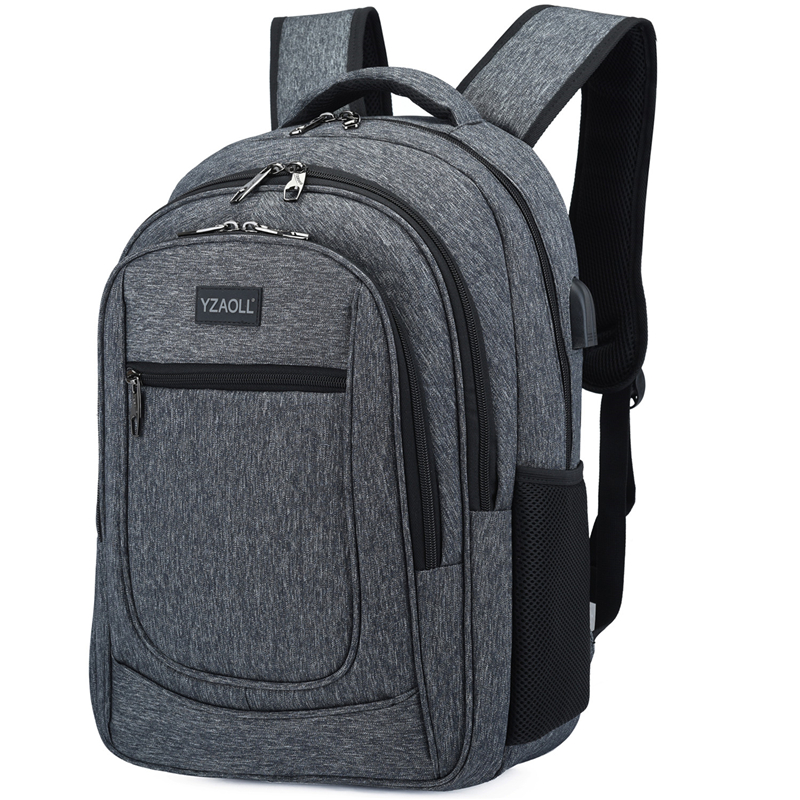 Soperwillton Männer Wasserdichte Rucksack Solide Multifunktions Mann Laptop Rucksack Teenager Bookbag Oxford USB Ladung Reisetaschen: tief grau