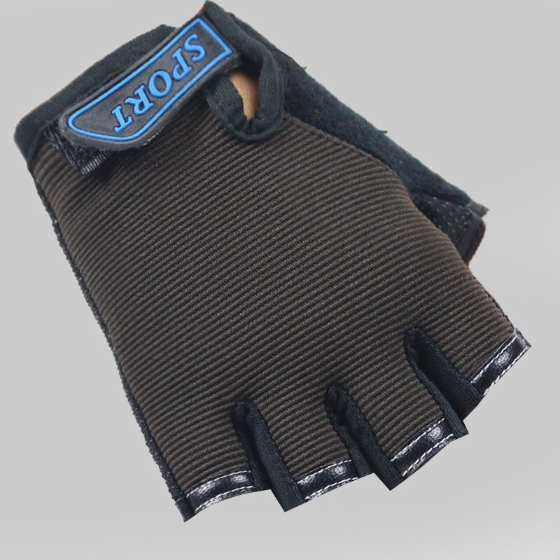 Children Cycling Half Finger Bicycle Gloves High Elastic Non-slip Child Kid Bike Gloves Riding Outdoor Camouflage Equipment: COFFEE