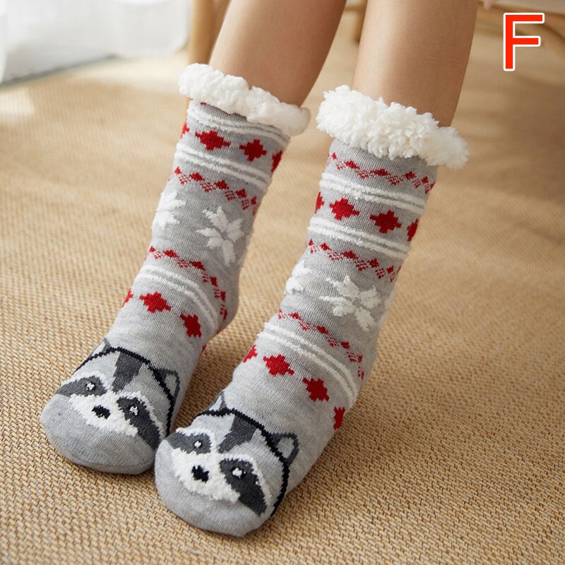 Newly Women Extra-warm Fleece Indoor Socks Warm Feet Stretchy for Winter Home Christmas FIF66: f