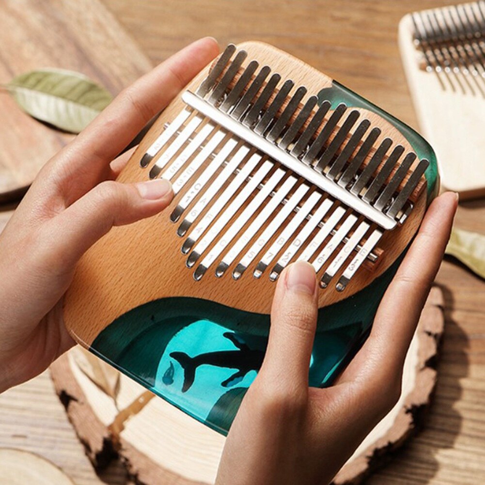 Hluru blue ocean kalimba 17 key whale thumb piano hand made flat board piano birthday music instrument