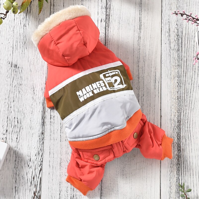 Hoed Met Bont Sneeuw Hond Kleding Blauw Oranje Groen Winddicht Hooded Vier-Legged Katoen Huisdier Down Jassen Winter Warm kat Accessoires