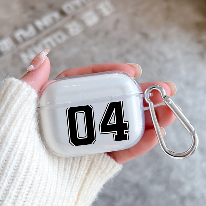 Hoesje Voor Apple Airpods 2 1 Oortelefoon Hoesjes Met Haak Mode Zwart Nummer Voetbal Voor Airpod Pro 3 Pro2 Doorzichtige Beschermhoezen