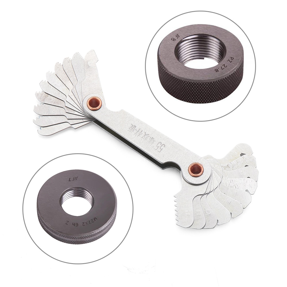 55/60 Degree Metric Inch Thread Plug Gauge Gear Tooth Screw Pitch Gauges Measurement Carbon Steel Lathe Combination Tools