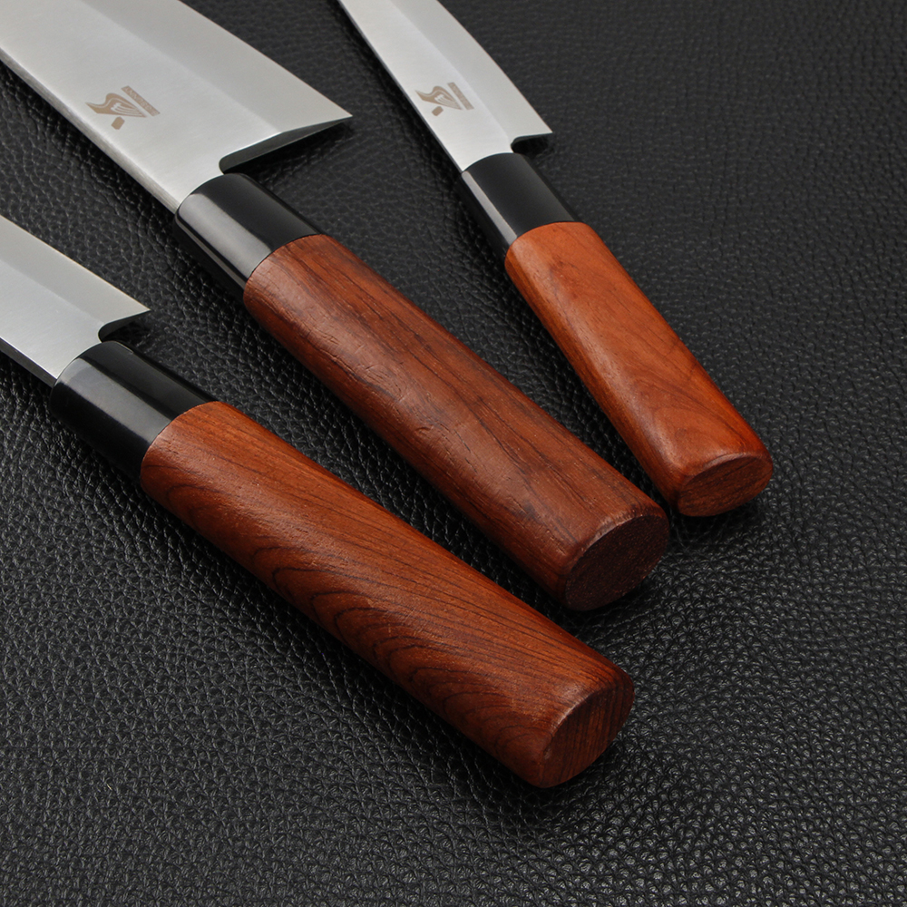 Bigsunny sashimi sushi deba -veitsi, saksalainen ruostumattomasta teräksestä valmistettu ammattimainen viipalointiveitsi , 9 "yanagiba  / 7 " deba  / 5 "apuohjelma, ruusupuukahva