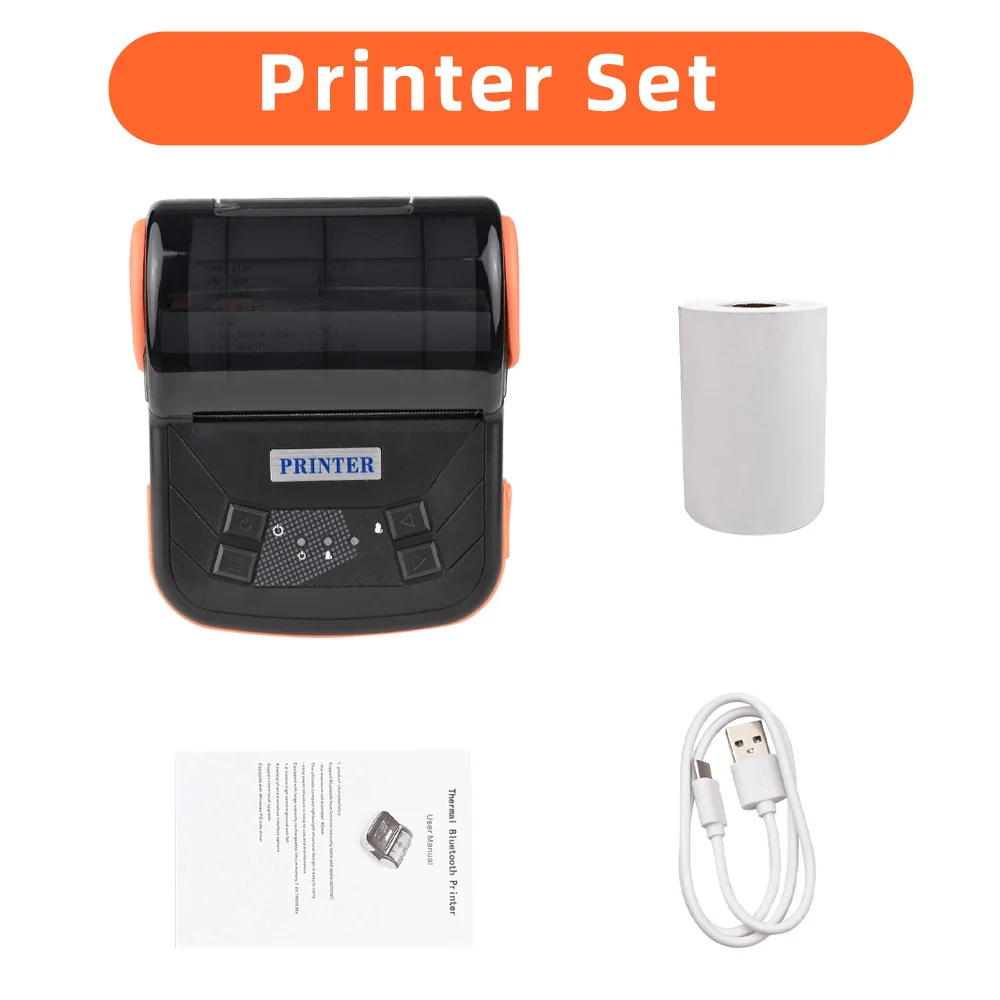 80mm Portable Thermal Printer Wireless Bluetooth Mobile Pocket Bill Printer Android Phone PC Printer MTP-3 Thermal Printer: WHITE / US Plug
