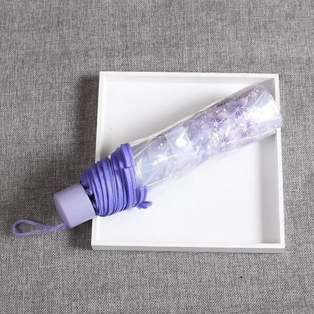 Paraguas transparente automático de lluvia para mujer, paraguas femenino de 3 etapas con 8 costillas, rosa, Morado, azul y verde, con imagen: Manual Purple