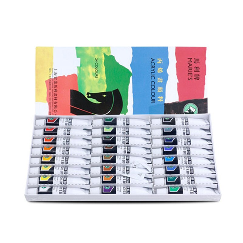 Marie-Juego de pinturas acrílicas para principiantes, 12/18/24/36 colores, 12ml, pintados a mano, para pared/Piedra/guijarro/textil/camiseta/pigmento para zapatos DIY