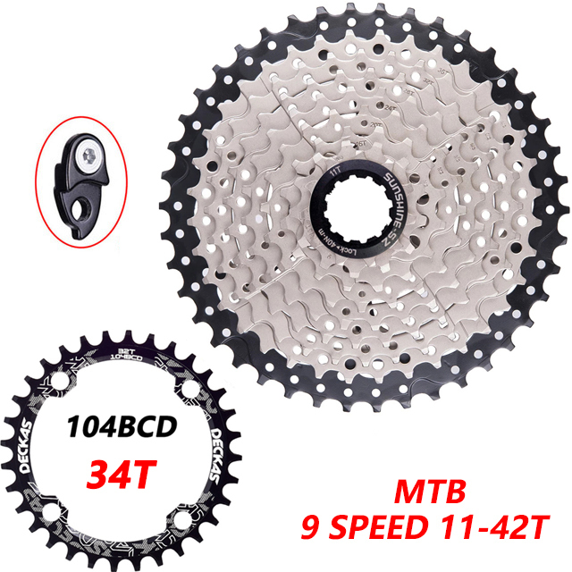 MTB Fahrrad 9 fach-gruppe 1X9 System 9S11-42T Kassette 9 Geschwindigkeit Schalthebel Schaltwerk Groupset für 9V k7 Berg fahrrad teile: 9s 42T-34T