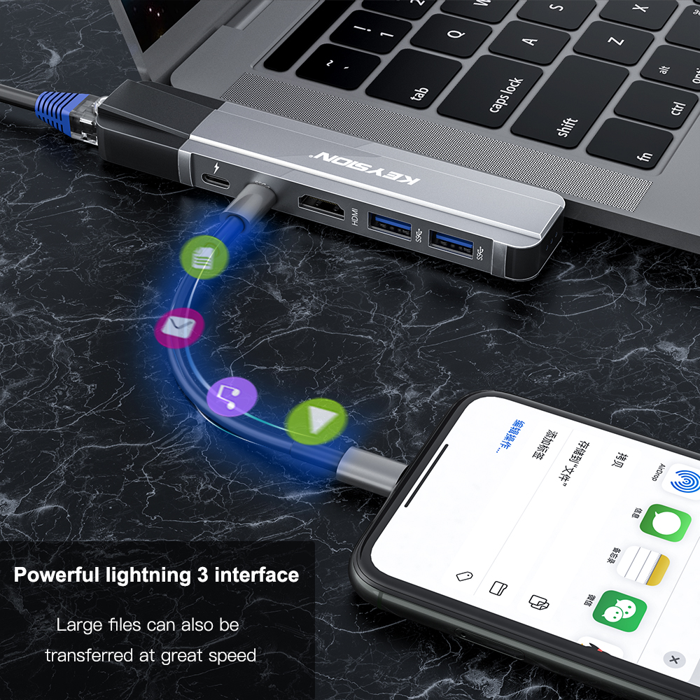 Nøkkel usb hub c hub til multi usb 3.0 hdmi adapter usb splitter til macbook pro Brygge Lyn 3 hub  rj45 dobbel usb type c hub