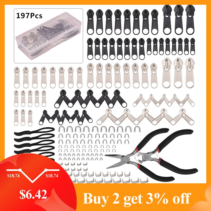 Zestaw robić naprawy zamka błyskawicznego z zamkiem błyskawicznym uniwersalny błyskawiczny suwak robić wymiany narzędzi robić zamków błyskawicznych