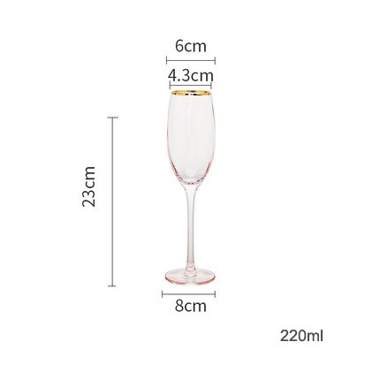 Lead Free Crystal Glass Goblet Pink Wine Glass Beer cup Gilded Champagne Glasses Home Drinkware Romantic Wedding: D