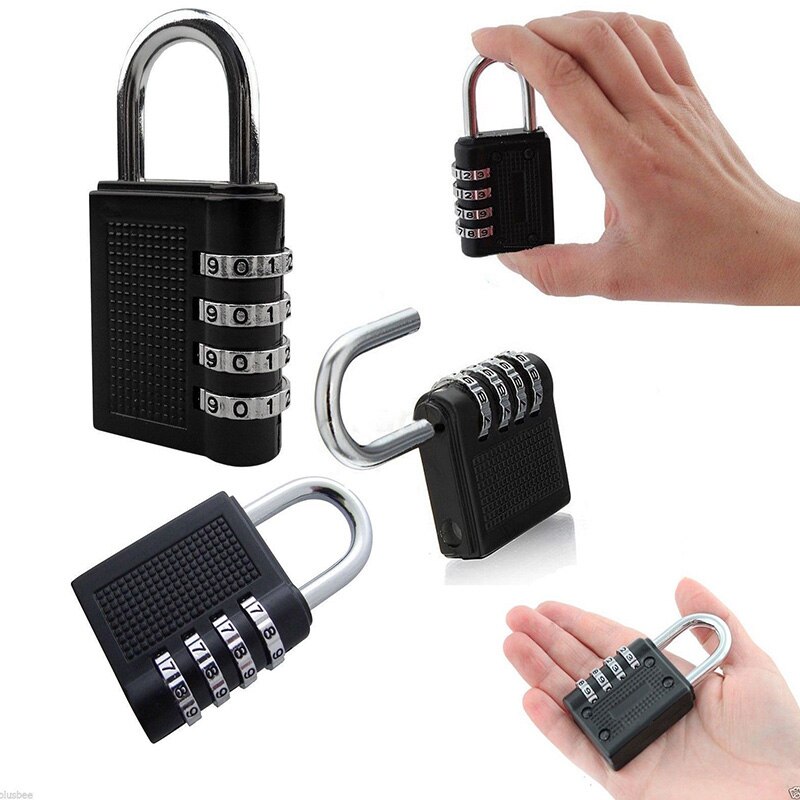 80*40*13mm 4 Dial Digit Combination Lock Heavy Duty Weatherproof Security Padlock Outdoor Gym Safely Code Lock Black