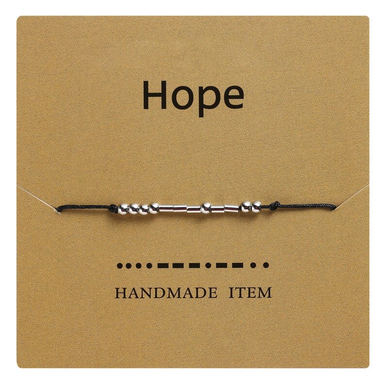 I Love U Morse Code Brief Charm Bead Armbanden Vriend Familie Geef Nooit Blijven Gaan Bff Hoop Hand Geweven verstelbare Armband: 9