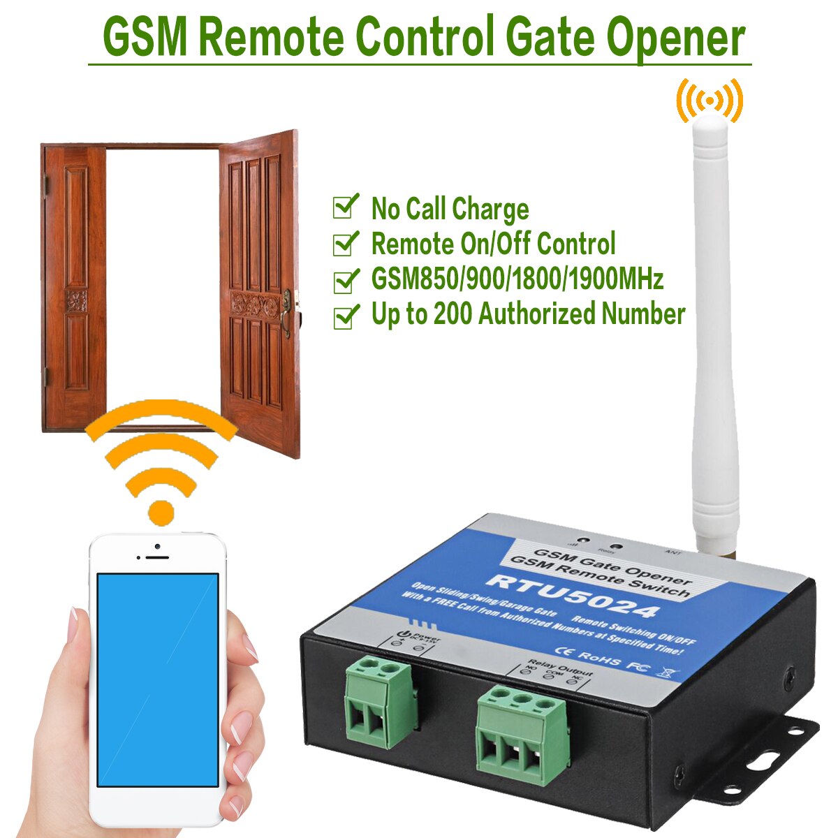 RTU5024 RTU5035 2G GSM Tor Öffner Relais Schalter Freies Anruf Fernbedienung Telefon Schütteln Steuer für autorisierten tür zugang