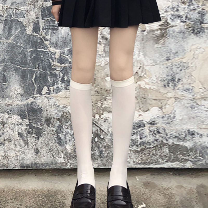 Jk Zwart Wit Lange Sokken Voor Vrouwen Lolita Effen Knie Hoge Fluwelen Sokken Meisjes Mode Kawaii Sexy Cosplay Nylon Sokken S-XL: Coral Red