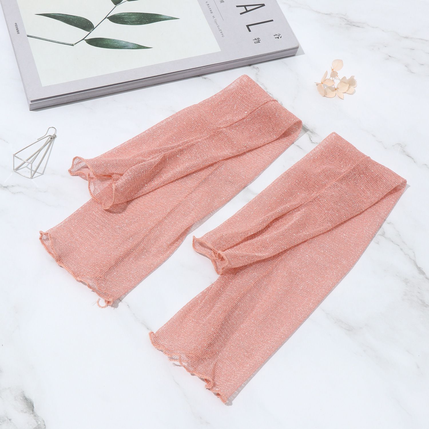 Gants longs en dentelle sans doigts pour femmes, manchons de Protection solaire, maille en dentelle, fins pour cyclisme, mancherons pour les bras de conduite,