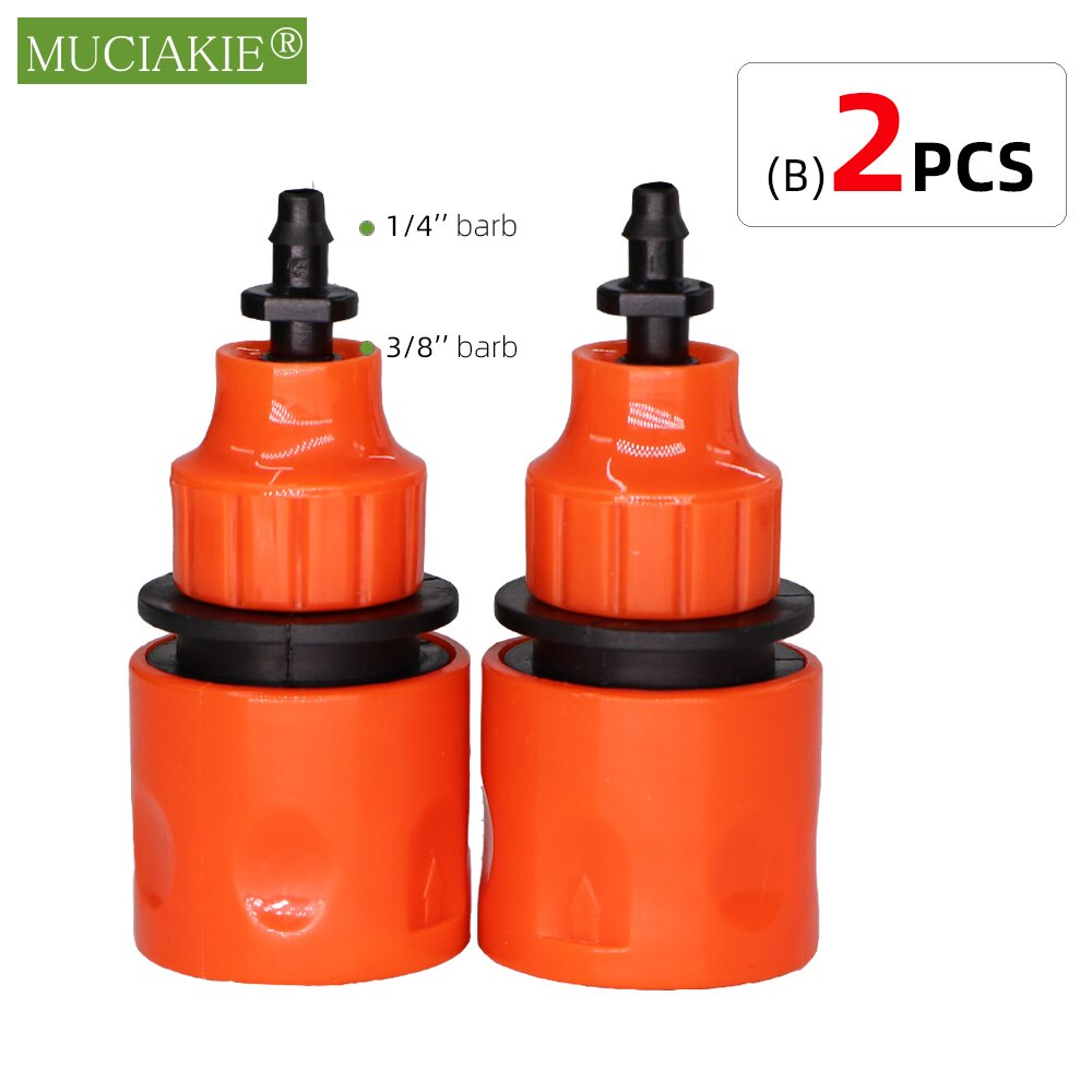 MUCIAKIE 2pz Attacco Rapido Adattatore con 1/4 (ID 4mm) o 3/8 &#39;&#39;(8mm) connettore spinato Nastro A Goccia per L&#39;irrigazione Irrigazione del Giardino: Orangex2pcs