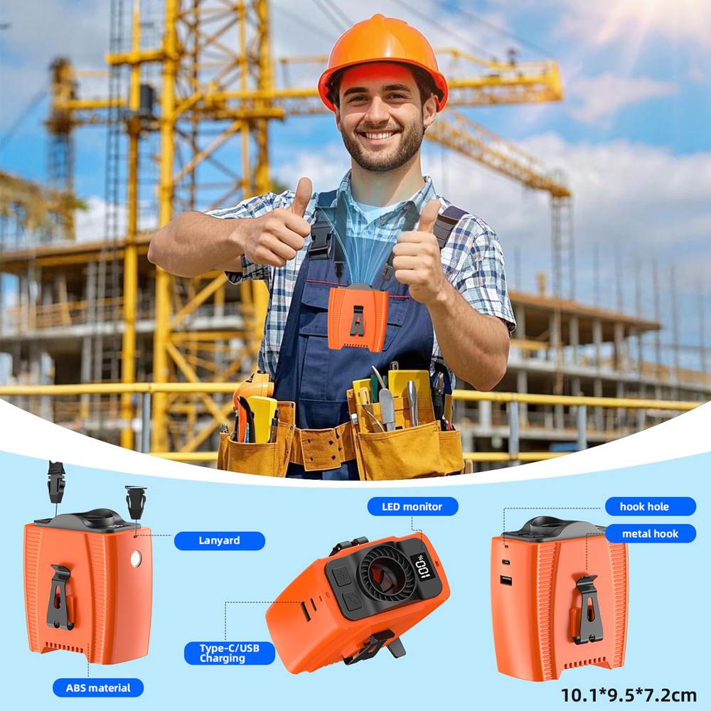 mini wentylator przenośny robić noszenia na pasie, mocny wiatr, robić pracy na zewnątrz w wysokich temperaturach, mini wentylator USB, moc Bank, oświetlenie doprowadziło
