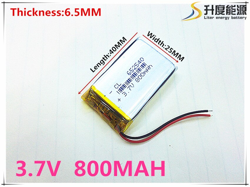 small capacity rechargeable li-ion batteries 3.7v 800mah 652540 for toys LJ
