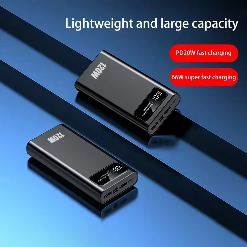 200000mAh Portable Power Bank External Battery High-capacity 120W Super Fast Charging LED Digital Display For Phone Durable