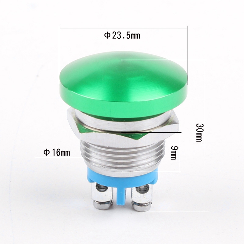 16mm/19mm/22mm,Panel Metal Switch With Screw,No Welding Big Head Momentary Not Fixed Push Button Auto Reset,200V 2A 1NO