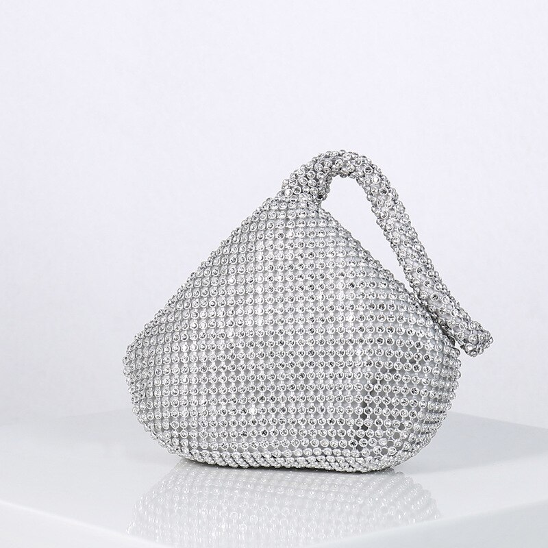 Damväskor koreanska diamanter mini handväska kväll clutch väska lyxväskor handväska euro-amerika stil: Silver-