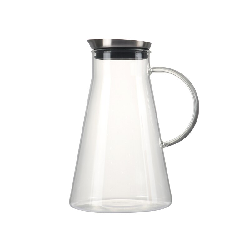 Heat resistant borosilicate glass pitcher for ice, beverage, drinks and teas 2 sized choice with stainless steel lip: 2.0L Pitcher